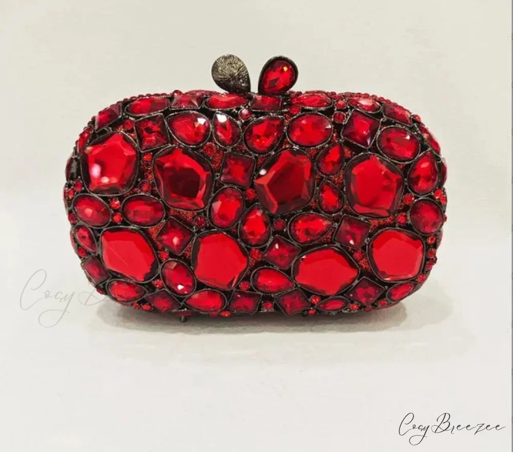 Gold/Silver Crystal Evening Clutch Wristlet Red wristlet-250126