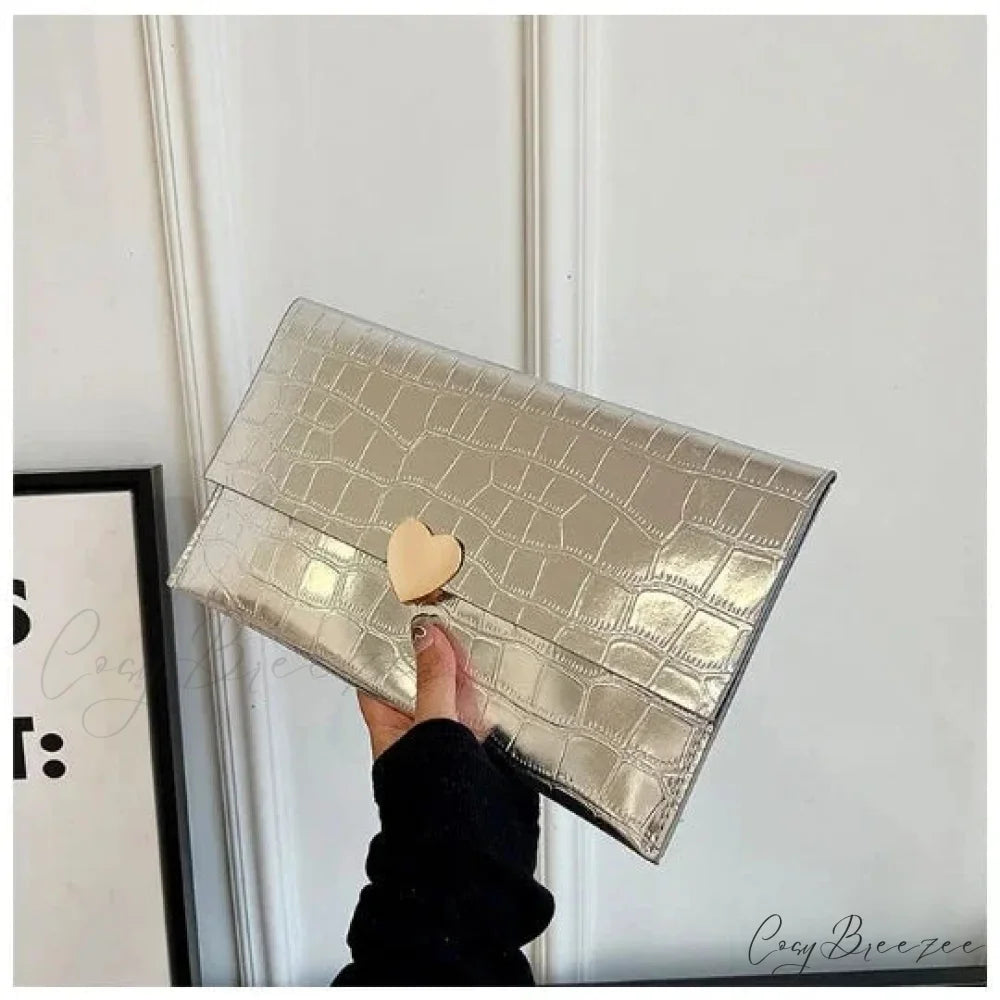 Golden Evening Banquet Clutch Wristlet 29X16cm / Silver wristlet-250126