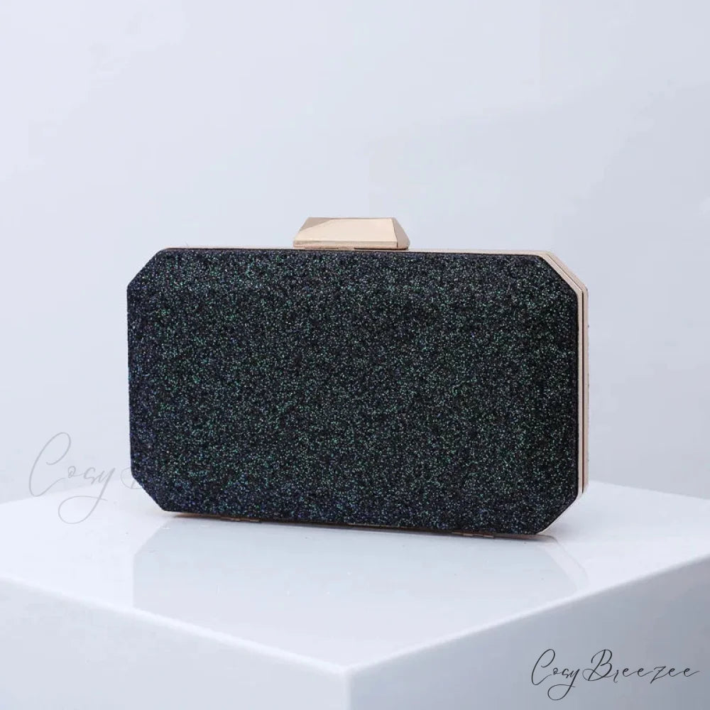 Golden Yellow Luxury PU Clutch Black wristlet-250126