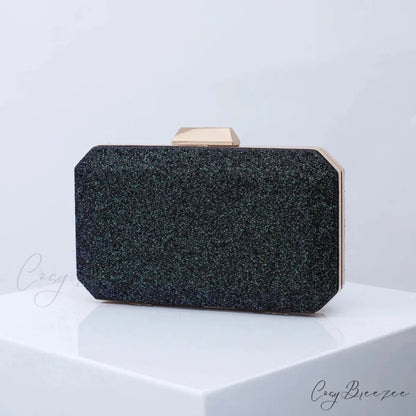 Golden Yellow Luxury PU Clutch Black wristlet-250126
