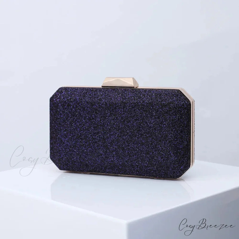 Golden Yellow Luxury PU Clutch DEEP BLUE wristlet-250126