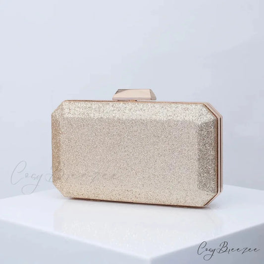 Golden Yellow Luxury PU Clutch Gold wristlet-250126