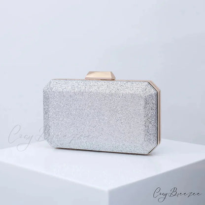 Golden Yellow Luxury PU Clutch Silver wristlet-250126