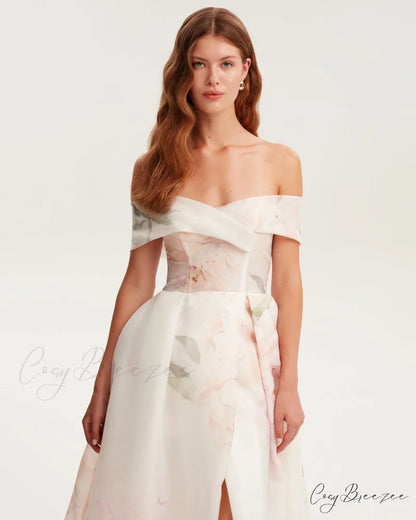 Gorgeous Pink Peony Off-The-Shoulder Graceful Maxi Dress Garden Of Eden