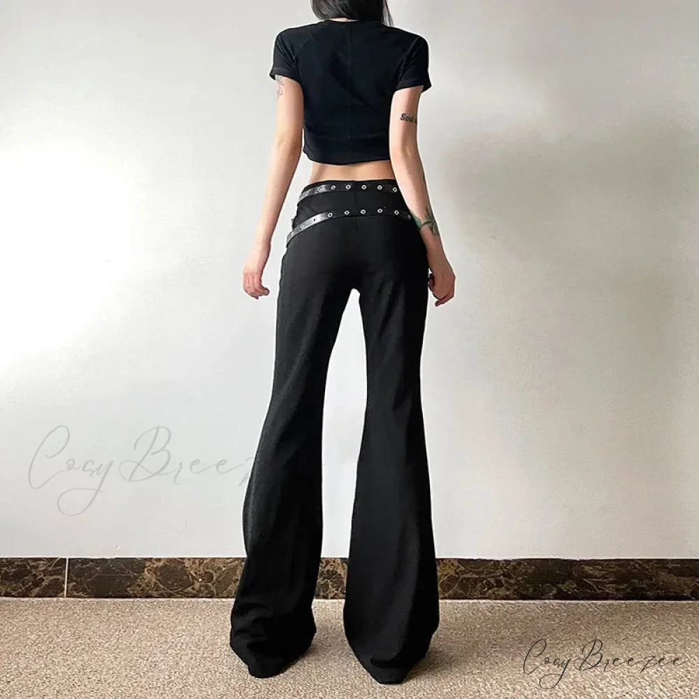 Goth Dark Harajuku High Waist Flare Pants Punk Decor Pants