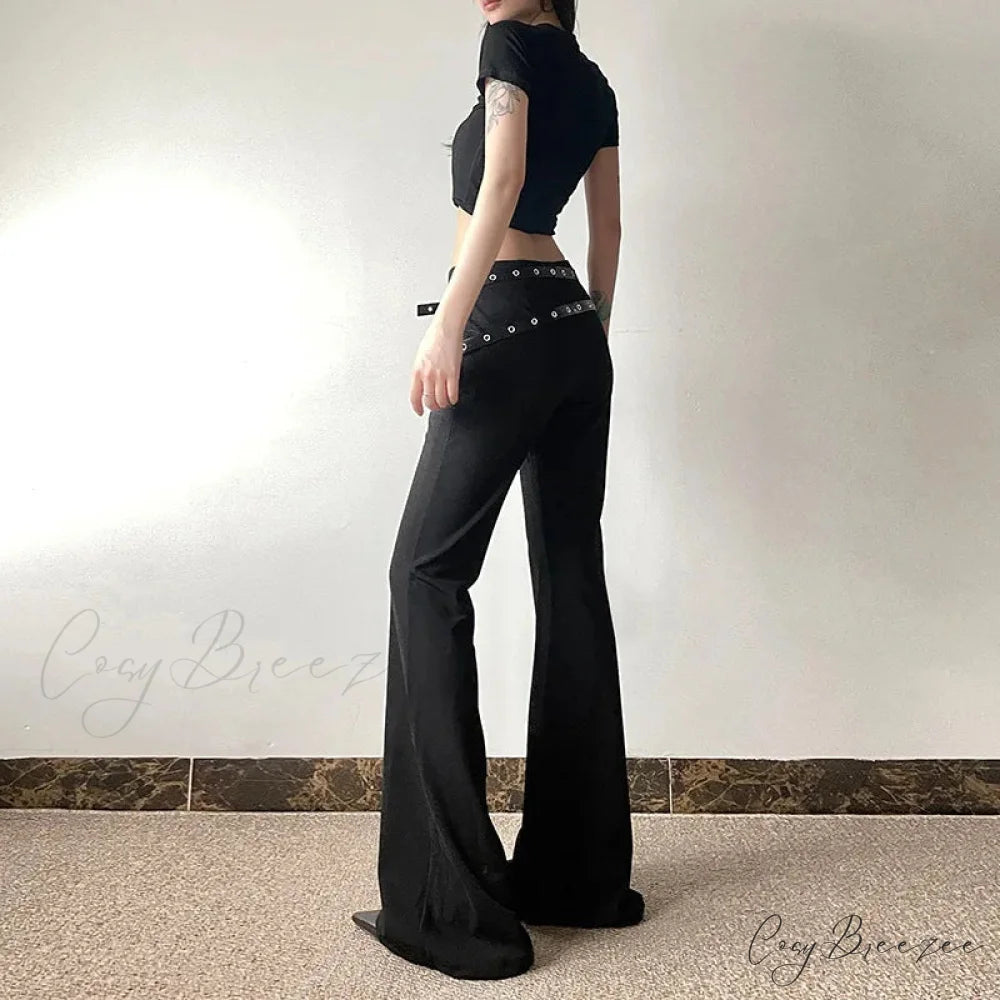 Goth Dark Harajuku High Waist Flare Pants Punk Decor Pants