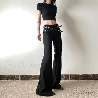 Goth Dark Harajuku High Waist Flare Pants Punk Decor Pants