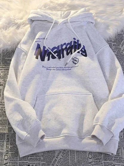 Goth Letter Print Relaxed Oversized Hoodie GRAY / M(40-50KG) hoodies-241228