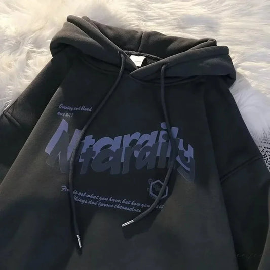 Goth Letter Print Relaxed Oversized Hoodie hoodies-241228