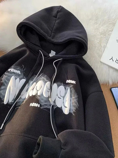 Goth Letter Print Y2K Vintage Hoodie Black / M(40-45KG) hoodies-241228