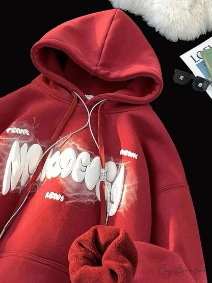 Goth Letter Print Y2K Vintage Hoodie Red / M(40-45KG) hoodies-241228