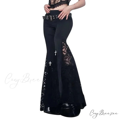 Goth Mall Flare Halloween Pants Black / S