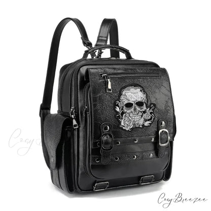Goth Style Large Capacity Skull Multi-function Unisex Waterproof Backpack Bag Black