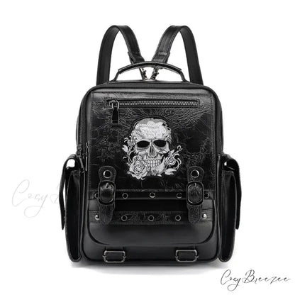 Goth Style Large Capacity Skull Multi-function Unisex Waterproof Backpack Bag Black