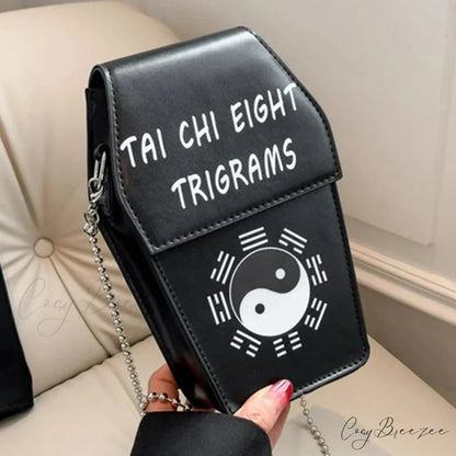 Gothic Coffin Shape Halloween PU Leather Funny Cosmetic Bag BLACK 1