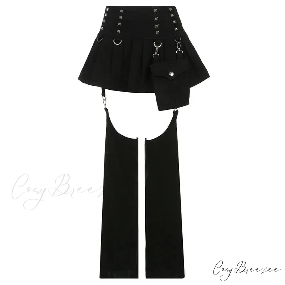 Gothic Girl Pleated Halloween Pants Set / S