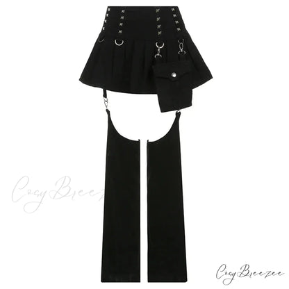 Gothic Girl Pleated Halloween Pants Set / S