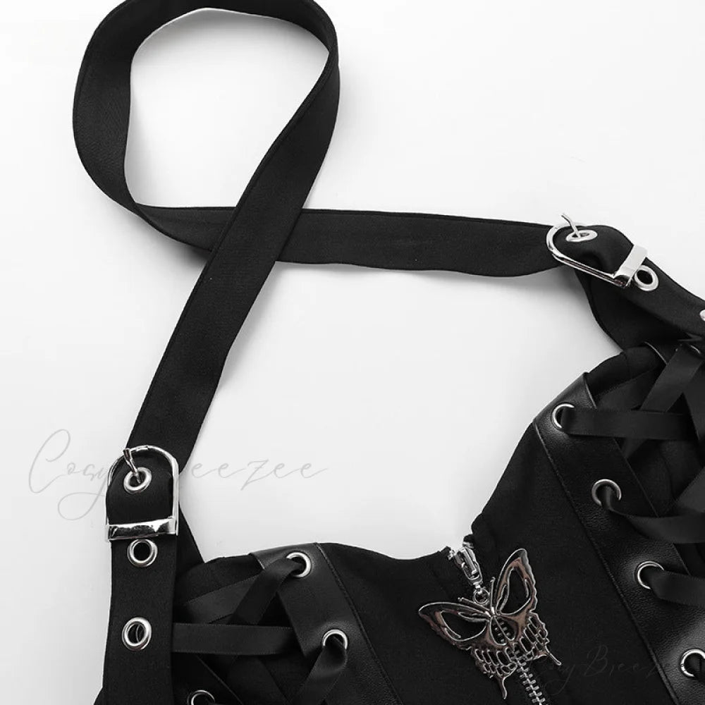 Gothic Harajuku Cyber Punk Zipper Crop Top