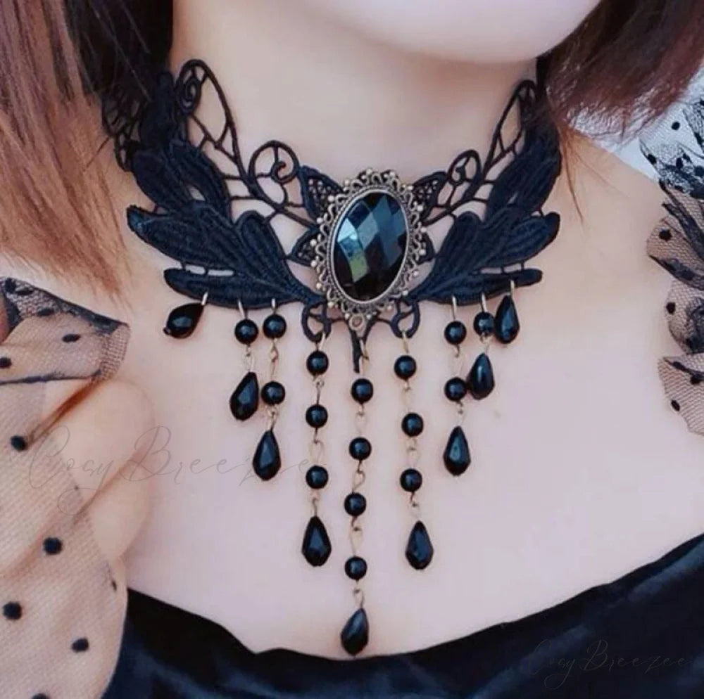 Gothic Lace Choker Necklace Black Punk Minimalist Necklace BLACK