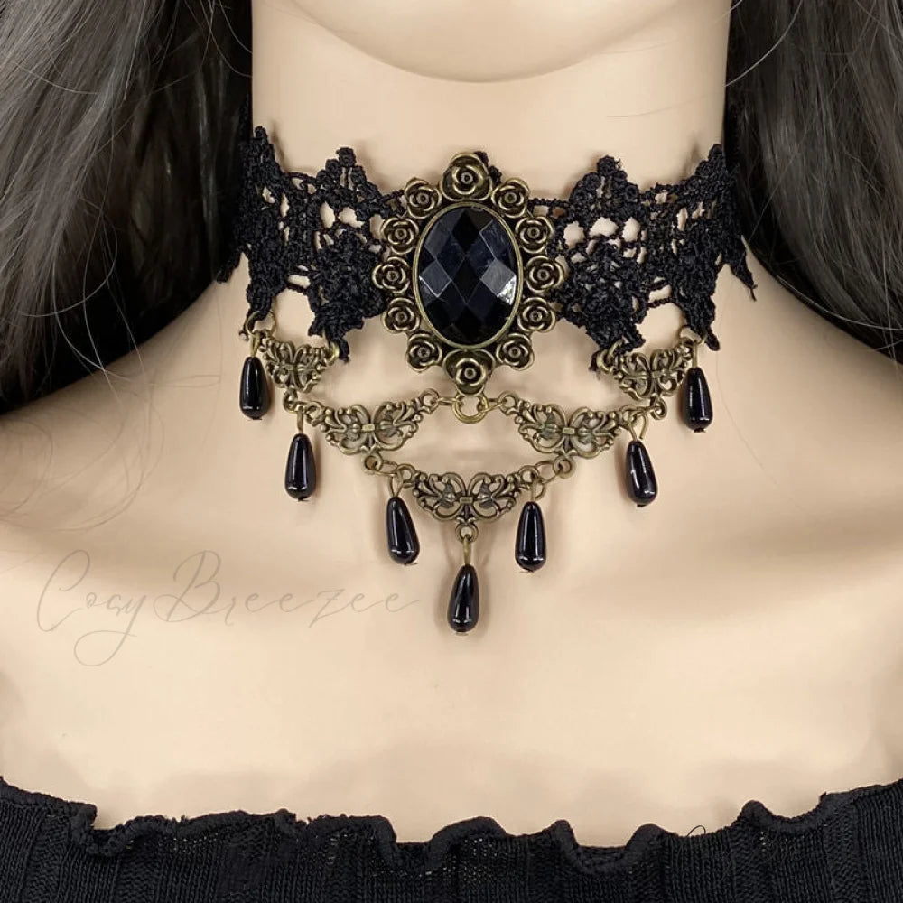 Gothic Lolita Lace Palace Sweet Necklace BLACK