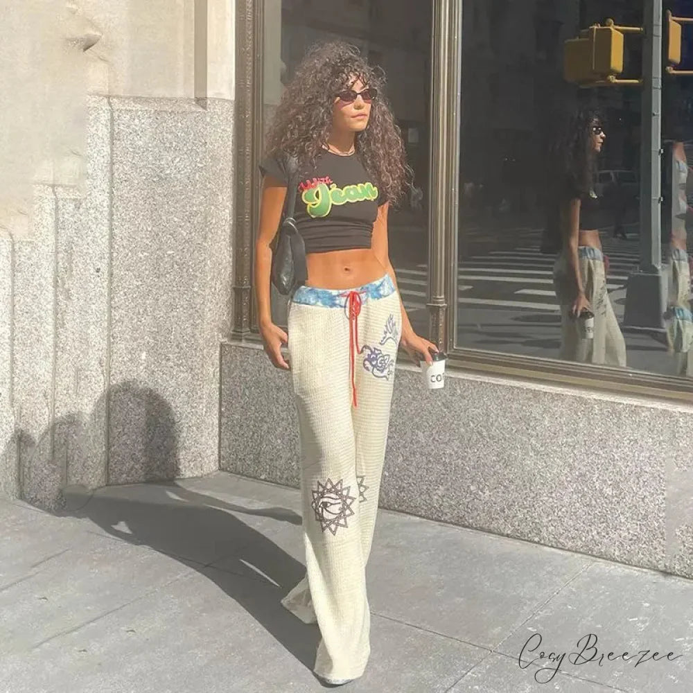 Gothic Print Y2K Women Grunge Pants pants-241228
