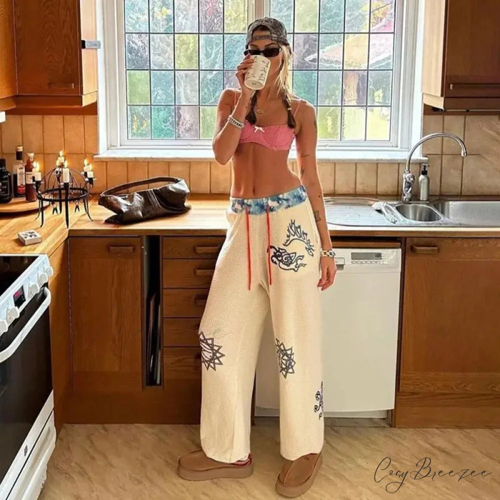 Gothic Print Y2K Women Grunge Pants pants-241228