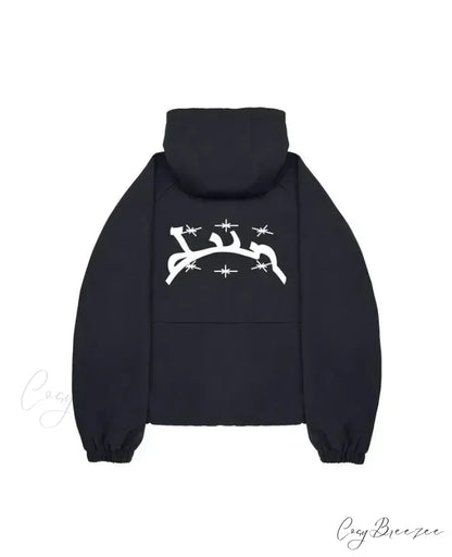 Gothic Punk Washed Zipper Hoodie black 4 / S hoodies-241228