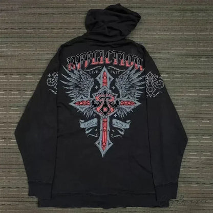 Gothic Skull Zipper Hoodie black 6 / S hoodies-241228