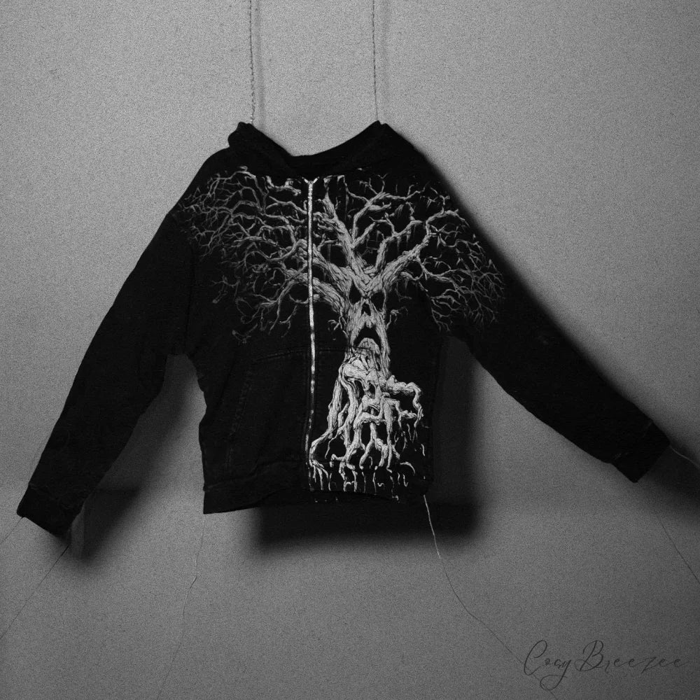 Gothic Skull Zipper Hoodie hoodies-241228