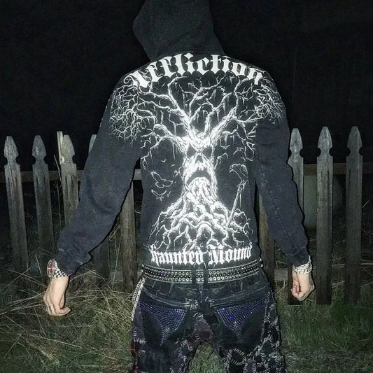 Gothic Skull Zipper Hoodie hoodies-241228