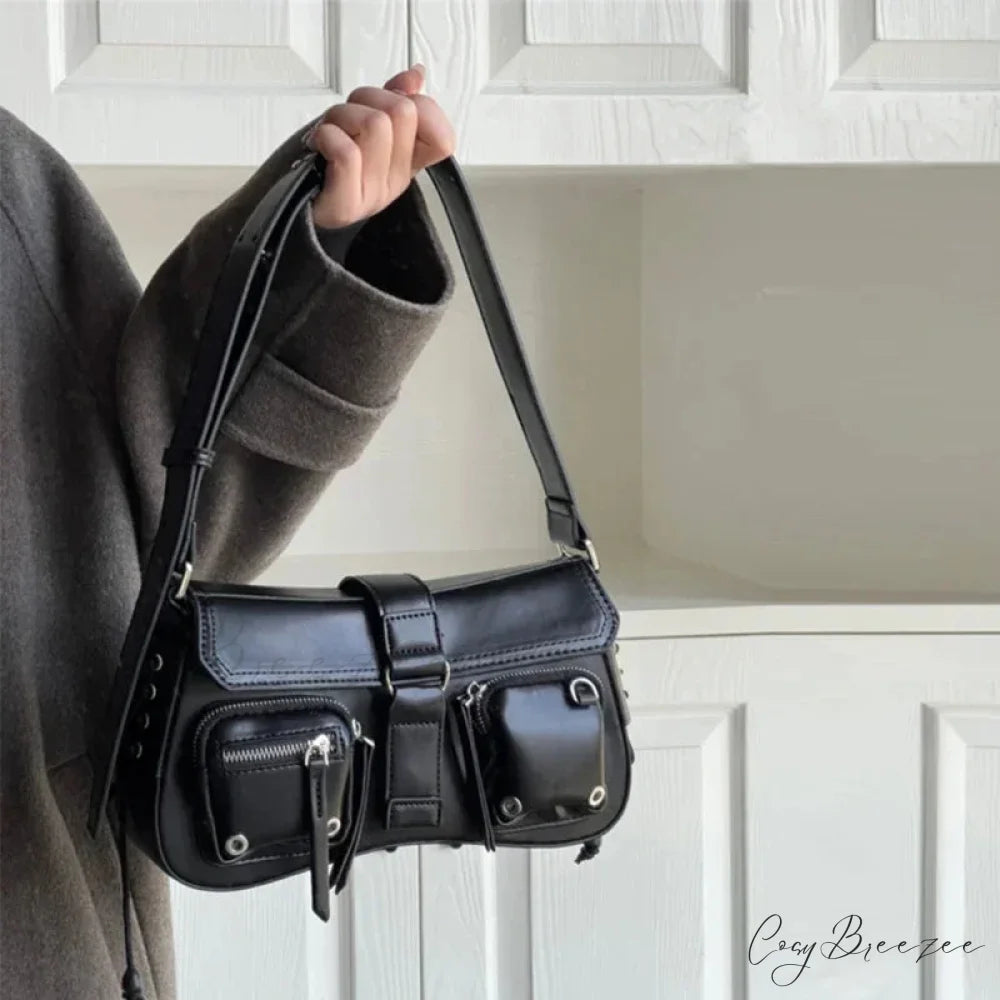 Gothic Star Retro Shoulder Bag Black shoulder-250126