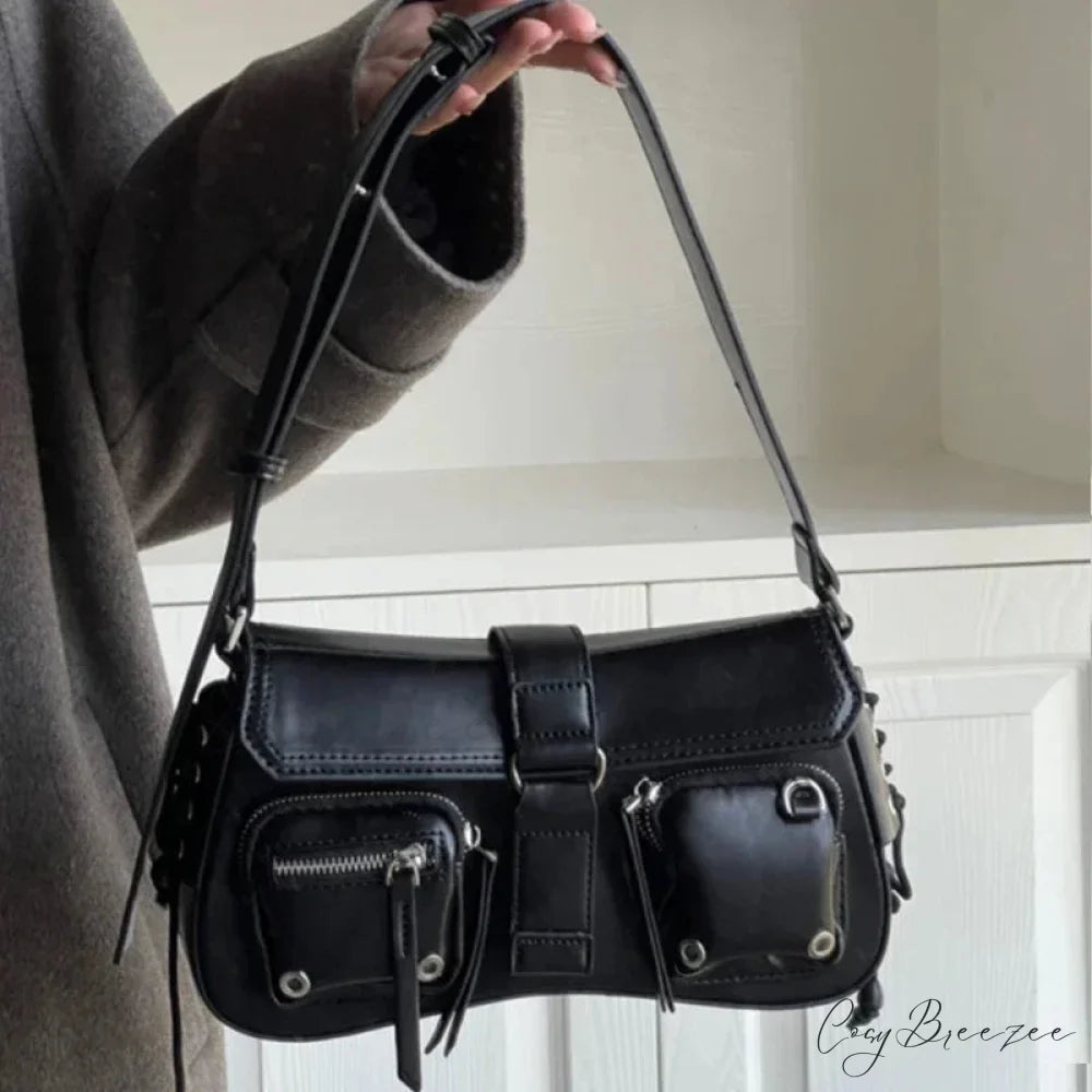 Gothic Star Retro Shoulder Bag Black shoulder-250126
