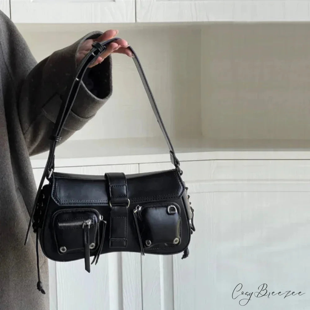 Gothic Star Retro Shoulder Bag Black shoulder-250126
