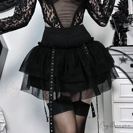 Gothic SteamPuffy Tutu Women’s Retro Classic High Waist Tulle Multi Layered for Cosplay Party Dress Skirt