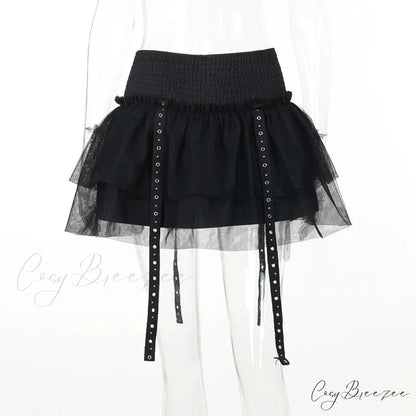 Gothic SteamPuffy Tutu Women’s Retro Classic High Waist Tulle Multi Layered for Cosplay Party Dress Skirt Black / S