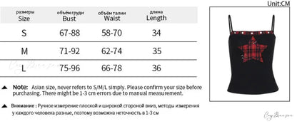 Gothic Vintage Punk Grunge Hip Hop Spaghetti Strap Star Ribbed Sleeveless Crop Top