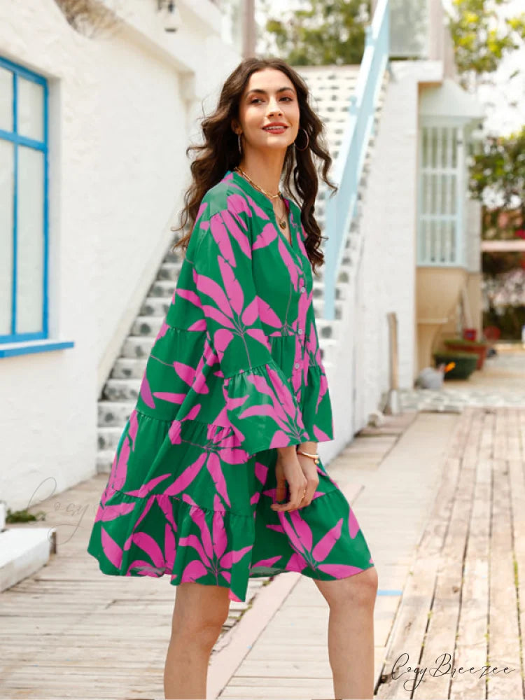 Gown for Design Bell Flowered Arm Women Green / S