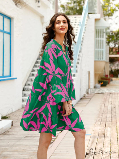 Gown for Design Bell Flowered Arm Women Green / S