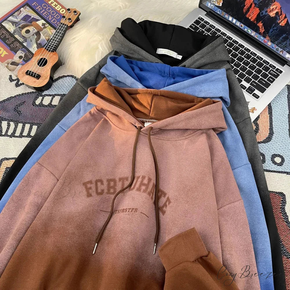 Gradient Letter Print Hip Hop Hoodie hoodies-241228