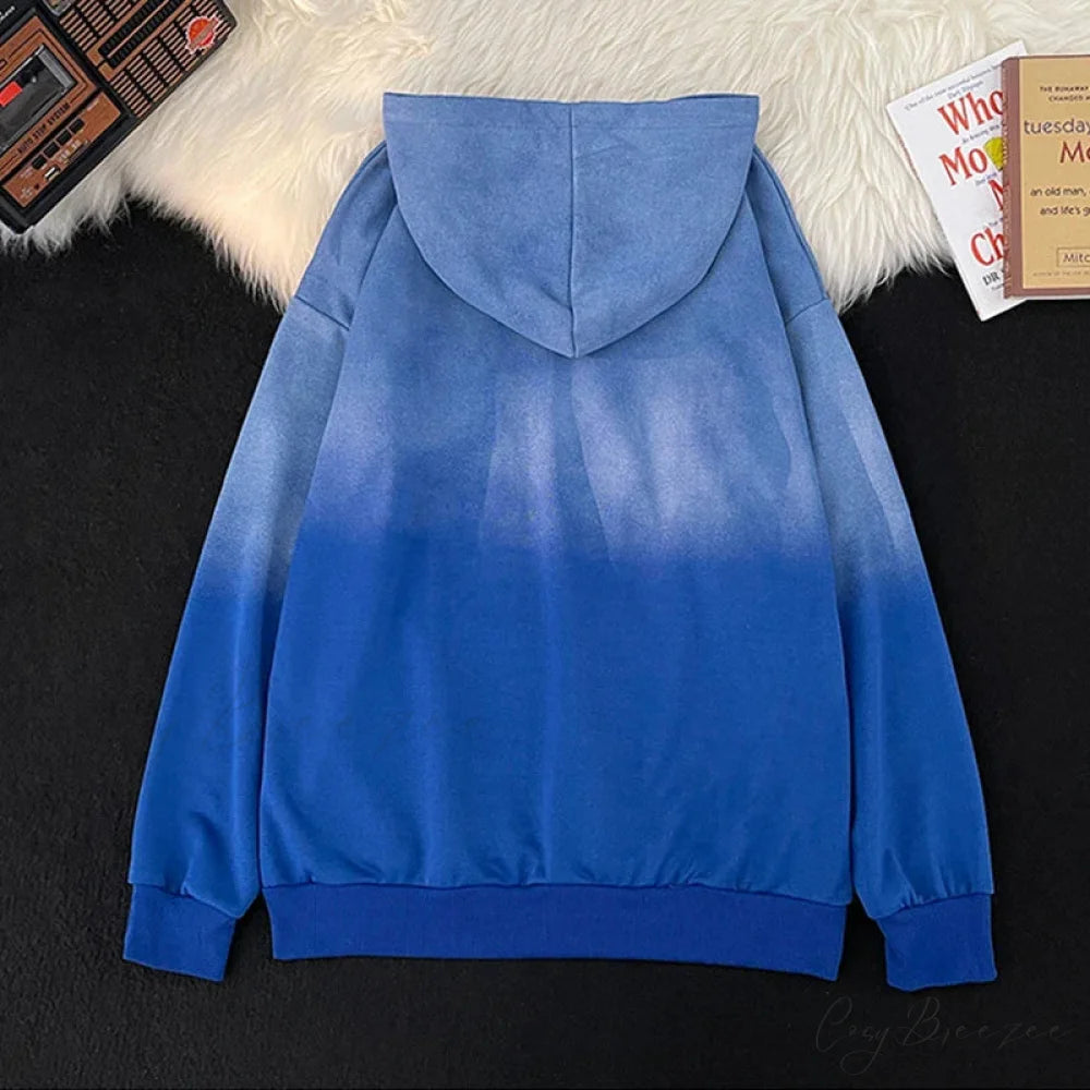 Gradient Letter Print Hip Hop Hoodie hoodies-241228