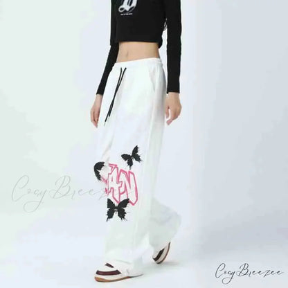Graffiti Butterfly Print Hip Hop Pants pants-241228