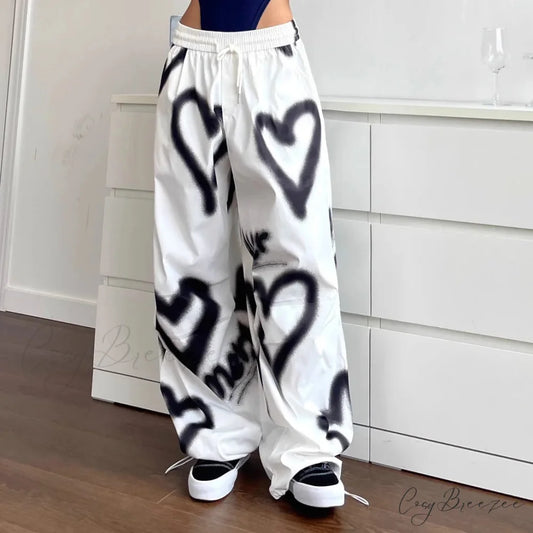 Graffiti Hip Hop Loose Relaxed Pants WHITE / S pants-241228