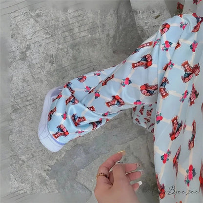 Graffiti Pattern Spacious Stretchy Elevated-Waist Pant pant-250223