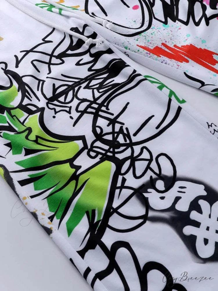Graffiti Print Graceful Bodycon Maxi Dress