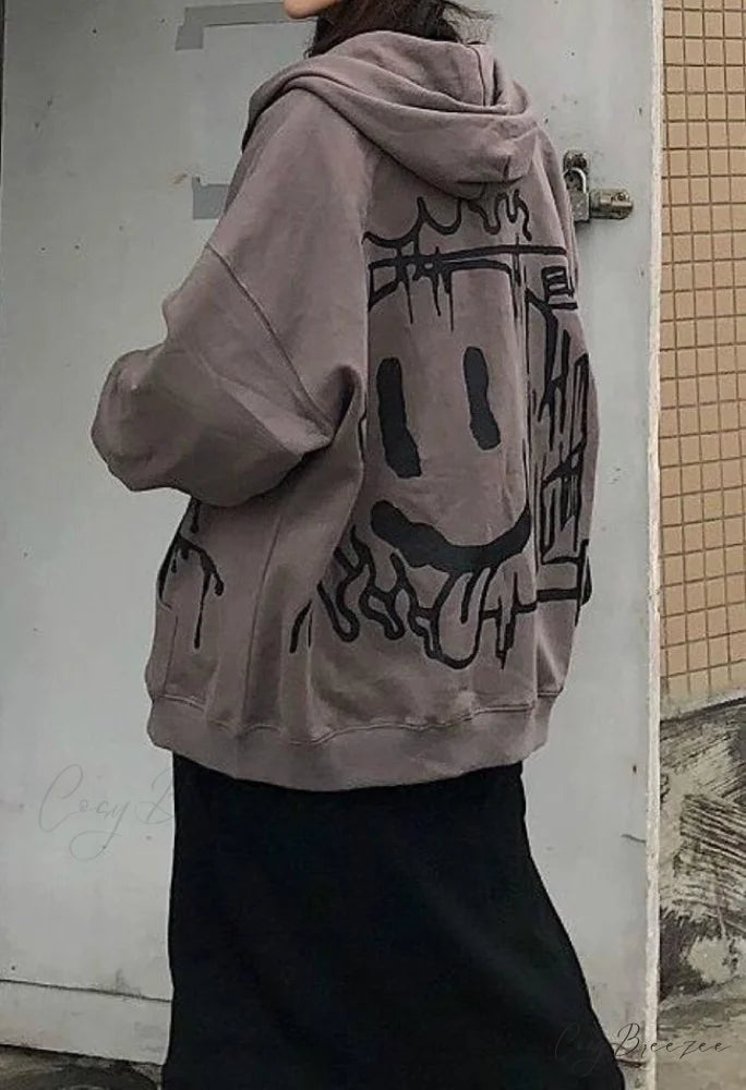 Graffiti Print Graceful Slouchy Sweat Pants
