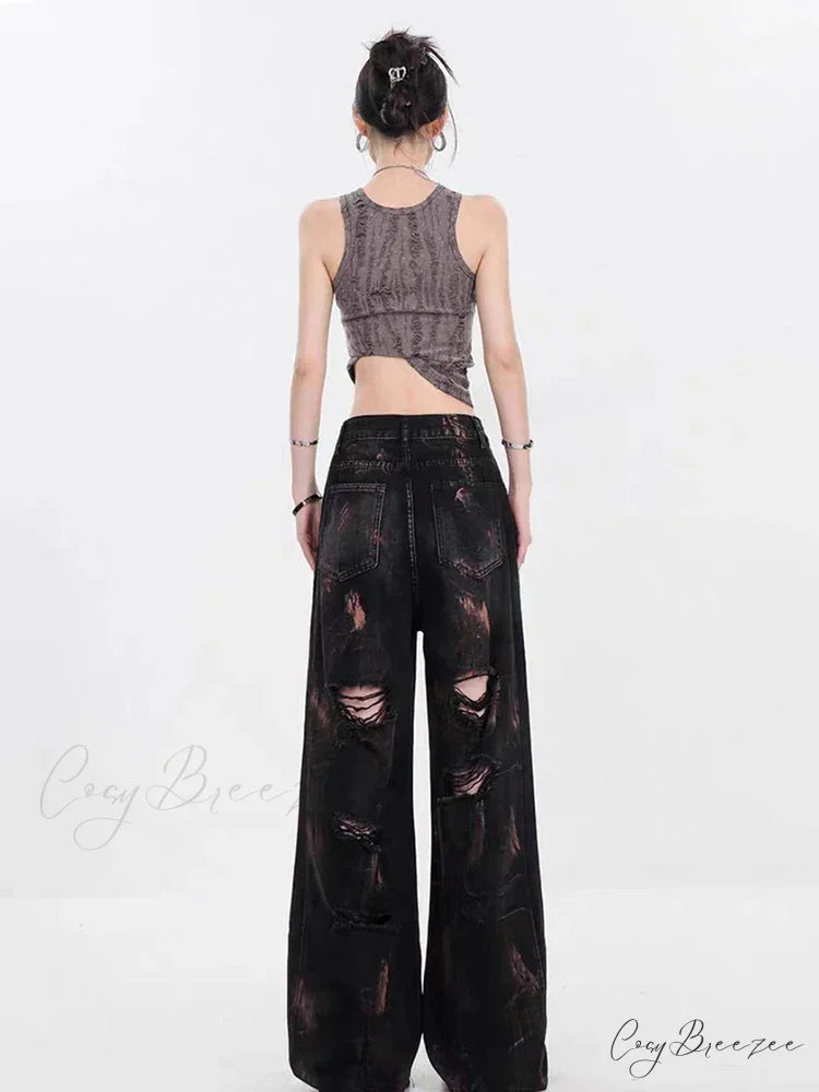Graffiti Ripped Baggy Halloween Pants