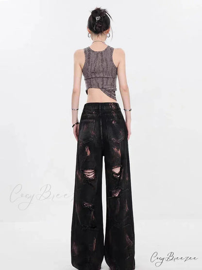 Graffiti Ripped Baggy Halloween Pants