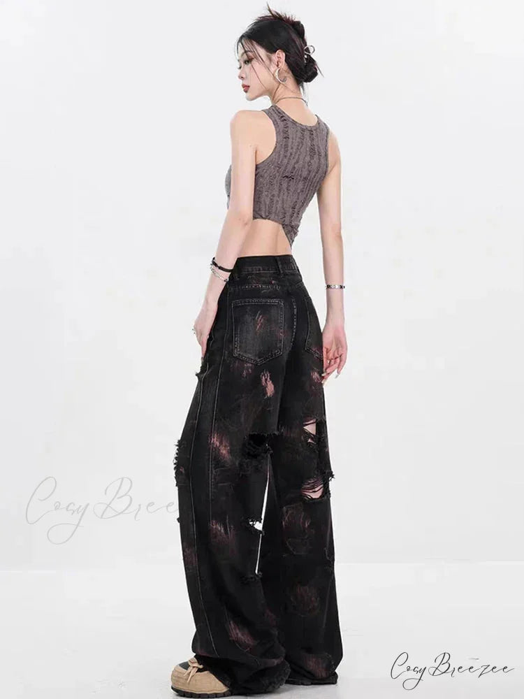 Graffiti Ripped Baggy Halloween Pants