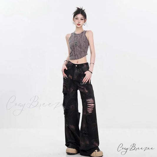 Graffiti Ripped Baggy Halloween Pants