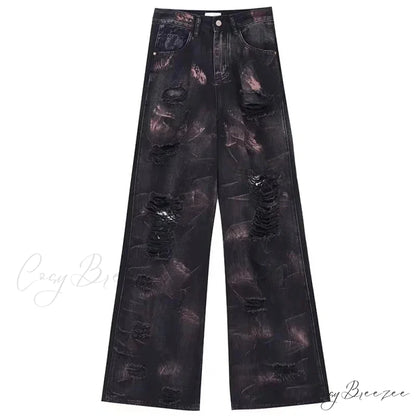 Graffiti Ripped Baggy Halloween Pants Black / S